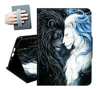 Case for Samsung Galaxy Tab S11 Ultra 5G 14.6 Inch 2025,with Hand Straps and Auto Wake/Sleep PU Leather Slim Multiple Angles Stand Smart Cover for Samsung Tab S11 Ultra,Black and White Lion