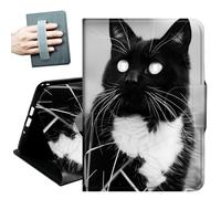 Case for Samsung Galaxy Tab S11 Ultra 5G 14.6 Inch 2025,with Hand Straps and Auto Wake/Sleep PU Leather Slim Multiple Angles Stand Smart Cover for Samsung Tab S11 Ultra,Cute Black White Cats