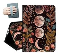 Case for Samsung Galaxy Tab S11 Ultra 5G 14.6 Inch 2025,with Hand Straps and Auto Wake/Sleep PU Leather Slim Multiple Angles Stand Smart Cover for Samsung Tab S11 Ultra,Crescent Pink Flower