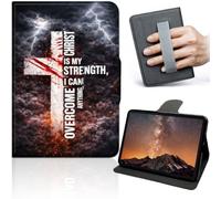 Case for Samsung Galaxy Tab S11 Ultra Ultra 14.6 inch 2025, 360° Rotating Stand Tablet Cover with Hand Strap, Auto Wake Sleep, Slim Protective PU Leather Case, Christian Cross Lightning Sky