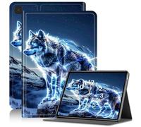 Case for Samsung Galaxy Tab S5e 10.5 2019 Model SM-T720/T725/T727, Adjustable Stand Galaxy Tab S5e Case, PU Leather Cover with Auto Sleep/Wake for Galaxy T720 Tablet Case, Luminous White Wolf