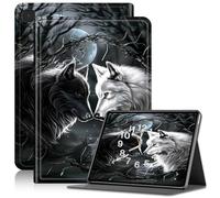 Case for Samsung Galaxy Tab S5e 10.5 2019 Model SM-T720/T725/T727, Adjustable Stand Galaxy Tab S5e Case, PU Leather Cover with Auto Sleep/Wake for Galaxy T720 Tablet Case, White Black Wolf