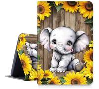 Case for Samsung Galaxy Tab S5e 10.5 2019 Model SM-T720/T725/T727 PU Leather Smart Protective Cover with Auto Sleep/Wake,Sunflowers Wooden Elephant