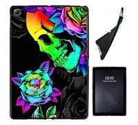 Case for Samsung Galaxy Tab S5e 10.5 2019 Model SM-T720/T725/T727,Slim Soft Shockproof TPU Silicone Protective Back Shell Case for Galaxy Tab S5e 10.5 inch Tablet,Colorful Skull Rose Flower
