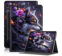 Case for Samsung Galaxy Tab S6 Case 10.5 Inch 2019, Adjustable Stand Galaxy Tab S6 Case, PU Leather Cover with Auto Sleep/Wake for Samsung Tab S6 Case 10.5" Tablet Case, Black Purple Wolf