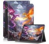 Case for Samsung Galaxy Tab S6 Case 10.5 Inch 2019, Adjustable Stand Galaxy Tab S6 Case, PU Leather Cover with Auto Sleep/Wake for Samsung Tab S6 Case 10.5" Tablet Case, Purple Dragon Orange