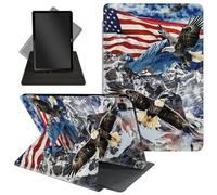 Case for Samsung Galaxy Tab S6 Lite 10.4'' 2024/2022/2020,360 Degree Rotating Swivel PU Leather Stand Flip Folio Cover with Auto Wake/Sleep for Tab S6 Lite Tablet,American Flag Eagles