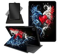 Case for Samsung Galaxy Tab S6 Lite 10.4'' 2024/2022/2020,360 Degree Rotating Swivel PU Leather Stand Flip Folio Cover with Auto Wake/Sleep for Tab S6 Lite Tablet,Red Heart Tattoo with Wings