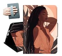 Case for Samsung Galaxy Tab S6 Lite 10.4 Inch 2024/2022/2020,with Hand Straps and Auto Wake/Sleep PU Leather Slim Multiple Angles Stand Smart Cover for Galaxy Tab S6 Lite,Sexy American Black Girl