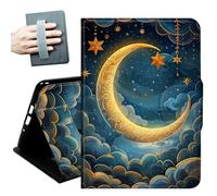 Case for Samsung Galaxy Tab S6 Lite 10.4 Inch 2024/2022/2020,with Hand Straps and Auto Wake/Sleep PU Leather Slim Multiple Angles Stand Smart Cover for Galaxy Tab S6 Lite,Crescent Moon Stars Cloud