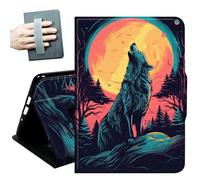 Case for Samsung Galaxy Tab S6 Lite 10.4 Inch 2024/2022/2020,with Hand Straps and Auto Wake/Sleep PU Leather Slim Multiple Angles Stand Smart Cover for Galaxy Tab S6 Lite,Moonlight Wolf Howl