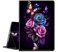 Case for Samsung Galaxy Tab S6 Lite 2024/2022/2020 Tablet 10.4'',Slim Lightweight Adjustable Angle/Folio Stand Smart Cover with Auto Wake/Sleep, Butterfly Rose Flowers