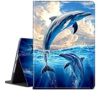 Case for Samsung Galaxy Tab S6 Lite 2024/2022/2020 Tablet 10.4'',Slim Lightweight Adjustable Angle/Folio Stand Smart Cover with Auto Wake/Sleep, Two Cute Dolphins