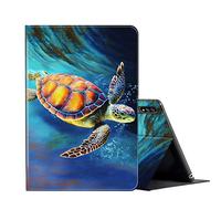 Case for Samsung Galaxy Tab S7 FE 12.4 inch 2021 (SM-T730/T733/T736/T738) Galaxy Tab S7 Plus Tablet Case,PU Leather Slim Stand Smart Cover for Samsung Tab S7 FE 5G-Sea Turtle Painting Art