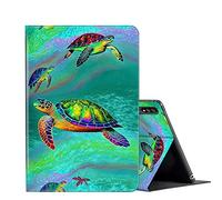 Case for Samsung Galaxy Tab S7 FE 12.4 inch 2021 (SM-T730/T733/T736/T738) Galaxy Tab S7 Plus Tablet Case,PU Leather Slim Stand Smart Cover for Samsung Tab S7 FE 5G-Colorful Sea Turtles