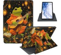 Case for Samsung Galaxy Tab S8 2022/S7 2020 11-Inch, 360° Rotating PU Leather Stand Cover with Auto Sleep/Wake, Shockproof TPU Backl, Frog Playing Guitar Cartoon
