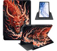 Case for Samsung Galaxy Tab S8 2022/S7 2020 11-Inch, 360° Rotating PU Leather Stand Cover with Auto Sleep/Wake, Shockproof TPU Backl, Red Dragon