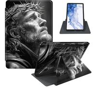 Case for Samsung Galaxy Tab S8 2022/S7 2020 11-Inch, 360° Rotating PU Leather Stand Cover with Auto Sleep/Wake, Shockproof TPU Backl, Jesus Christ