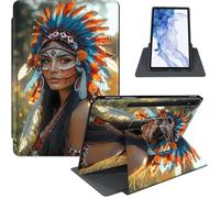 Case for Samsung Galaxy Tab S8 2022/S7 2020 11-Inch, 360° Rotating PU Leather Stand Cover with Auto Sleep/Wake, Shockproof TPU Backl, Native American Woman