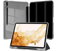 Case for Samsung Galaxy Tab S8 2022/S7 2021 11 Inch with S Pen Holder and Soft TPU Bumper, Clear Transparent Back Slim Stand Shockproof Tablet Cover, Auto Wake/Sleep, Black