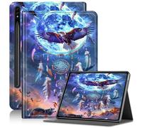 Case for Samsung Galaxy Tab S8 Plus 2022/S7 FE 2021/S7 Plus 2020 12.4", Adjustable Stand Galaxy Tab S7 FE Case with S Pen Holder & Auto Sleep/Wake for Galaxy Tab S8 Plus Case, Moon Hawk Wolf