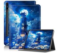 Case for Samsung Galaxy Tab S8 Plus 2022/S7 FE 2021/S7 Plus 2020 12.4", Adjustable Stand Galaxy Tab S7 FE Case with S Pen Holder & Auto Sleep/Wake for Galaxy Tab S8 Plus Case, Lighthouse Flowers