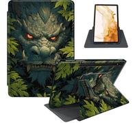 Case for Samsung Galaxy Tab S8 Plus 2022 / S7 FE 2021 / S7 Plus 2020 12.4-Inch, 360° Rotating PU Leather Stand Cover with Auto Sleep/Wake, Shockproof TPU Backl, Green Monster Face