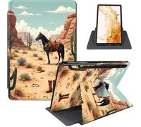 Case for Samsung Galaxy Tab S8 Plus 2022 / S7 FE 2021 / S7 Plus 2020 12.4-Inch, 360° Rotating PU Leather Stand Cover with Auto Sleep/Wake, Shockproof TPU Backl, Desert Rider