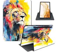 Case for Samsung Galaxy Tab S8 Plus 2022 / S7 FE 2021 / S7 Plus 2020 12.4-Inch, 360° Rotating PU Leather Stand Cover with Auto Sleep/Wake, Shockproof TPU Backl, Colorful Lion
