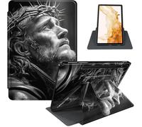 Case for Samsung Galaxy Tab S8 Plus 2022 / S7 FE 2021 / S7 Plus 2020 12.4-Inch, 360° Rotating PU Leather Stand Cover with Auto Sleep/Wake, Shockproof TPU Backl, Jesus Christ