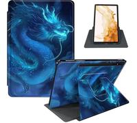Case for Samsung Galaxy Tab S8 Plus 2022 / S7 FE 2021 / S7 Plus 2020 12.4-Inch, 360° Rotating PU Leather Stand Cover with Auto Sleep/Wake, Shockproof TPU Backl, Blue Dragon