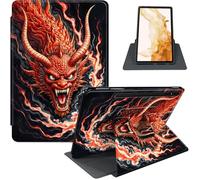Case for Samsung Galaxy Tab S8 Plus 2022 / S7 FE 2021 / S7 Plus 2020 12.4-Inch, 360° Rotating PU Leather Stand Cover with Auto Sleep/Wake, Shockproof TPU Backl, Red Dragon