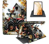 Case for Samsung Galaxy Tab S8 Plus 2022 / S7 FE 2021 / S7 Plus 2020 12.4-Inch, 360° Rotating PU Leather Stand Cover with Auto Sleep/Wake, Shockproof TPU Backl, Farm Tractor