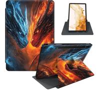 Case for Samsung Galaxy Tab S8 Plus 2022 / S7 FE 2021 / S7 Plus 2020 12.4-Inch, 360° Rotating PU Leather Stand Cover with Auto Sleep/Wake, Shockproof TPU Backl, Two Dragons Fighting