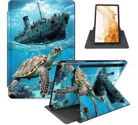 Case for Samsung Galaxy Tab S8 Plus 2022 / S7 FE 2021 / S7 Plus 2020 12.4-Inch, 360° Rotating PU Leather Stand Cover with Auto Sleep/Wake, Shockproof TPU Backl, Majestic Sea Turtle