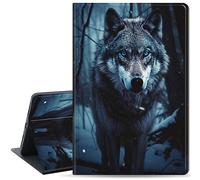 Case for Samsung Galaxy Tab S8 Plus 2022/S7 FE 2021/S7 Plus 2020 12.4 Inch, Lightweight Protective, Multiple Angle, PU Leather Slim Folio Stand Smart Cover with Auto Wake/Sleep, Spiritual Wolf