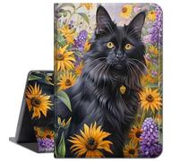 Case for Samsung Galaxy Tab S8 Plus 2022 / S7 FE 2021 / S7 Plus 2020 12.4-Inch,Slim Lightweight Smart Shell Stand Cover with Auto Wake/Sleep Case for Galaxy S7 FE,Black Cat Floral