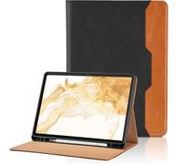 Case for Samsung Galaxy Tab S8 Plus 2022 /S7 FE 2021 /S7 Plus 2020 12.4 Inch Smart Bussiness Cover with Pocket & Pencil Holder, Hand Strap, Auto Wake/Sleep, Multi-angle Standing Function -Black