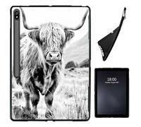 Case for Samsung Galaxy Tab S8 Plus 2022 / S7 FE 2021 / S7 Plus 2020 12.4-Inch,Soft Shockproof TPU Silicone Protective Back Shell Case for Galaxy Tab S7FE,12.4" Tablet,Highland Cow on Isle of