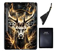 Case for Samsung Galaxy Tab S8 Plus 2022 / S7 FE 2021 / S7 Plus 2020 12.4-Inch,Soft Shockproof TPU Silicone Protective Back Shell Case for Galaxy Tab S7FE,12.4" Tablet,Black Gold Deer King