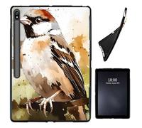 Case for Samsung Galaxy Tab S8 Plus 2022 / S7 FE 2021 / S7 Plus 2020 12.4-Inch,Soft Shockproof TPU Silicone Protective Back Shell Case for Galaxy Tab S7FE,12.4" Tablet,Watercolor Sparrow