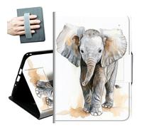 Case for Samsung Galaxy Tab S8 Plus 2022 / S7 FE 2021 / S7 Plus 2020 12.4-Inch,with Hand Straps and Auto Wake/Sleep PU Leather Slim Multiple Angles Stand Smart Cover,Cute Elephant