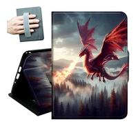 Case for Samsung Galaxy Tab S8 Plus 2022 / S7 FE 2021 / S7 Plus 2020 12.4-Inch,with Hand Straps and Auto Wake/Sleep PU Leather Slim Multiple Angles Stand Smart Cover,Forest Flames Dragon