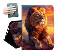Case for Samsung Galaxy Tab S8 Plus 2022 / S7 FE 2021 / S7 Plus 2020 12.4-Inch,with Hand Straps and Auto Wake/Sleep PU Leather Slim Multiple Angles Stand Smart Cover,Lion Jungle King