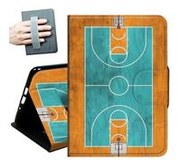 Case for Samsung Galaxy Tab S8 Plus 2022 / S7 FE 2021 / S7 Plus 2020 12.4-Inch,with Hand Straps and Auto Wake/Sleep PU Leather Slim Multiple Angles Stand Smart Cover,Basketball Court
