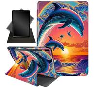 Case for Samsung Galaxy Tab S8 Plus 2022/S7 FE 2021/S7 Plus 2020, Galaxy Tab S7 FE 5G,360 Degree Rotating Stand Smart Protective Cover Case for Galaxy Tab S8 Plus/ S7 FE,Dolphins in The Sunset
