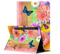 Case for Samsung Galaxy Tab S8 Plus 2022/ Tab S7 FE 5G 2021/ Tab S7 Plus 2020 Tablet 12.4-inch, Multi-Angle Bracket with Automatic Sleep/Wake Protection Case - Colorful Daisy Flower and Butterflies