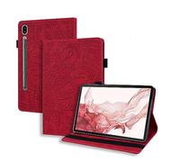 Case for Samsung Galaxy Tab S8 Plus/S7 FE/S7 Plus 12.4 Inch Shockproof with S-Pen Holder Flowers Mandala Embossed Stand Cover for Tab S8+ 2022 /S7 FE/ S7 Plus, Auto Wake/Sleep - Red