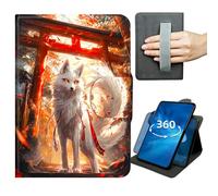 Case for Samsung Galaxy Tab S8 Plus/S7 FE/S7 Plus 2022/2021/2020 12.4 inch 360 Degree Rotating Stand Lightweight Cover with Auto Wake/Sleep,Magnetic Clasp & Hand Strap - White Fox