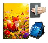 Case for Samsung Galaxy Tab S8 Plus/S7 FE/S7 Plus 2022/2021/2020 12.4 inch 360 Degree Rotating Stand Lightweight Cover with Auto Wake/Sleep,Magnetic Clasp & Hand Strap - Cute Fox in Colorful Flowers